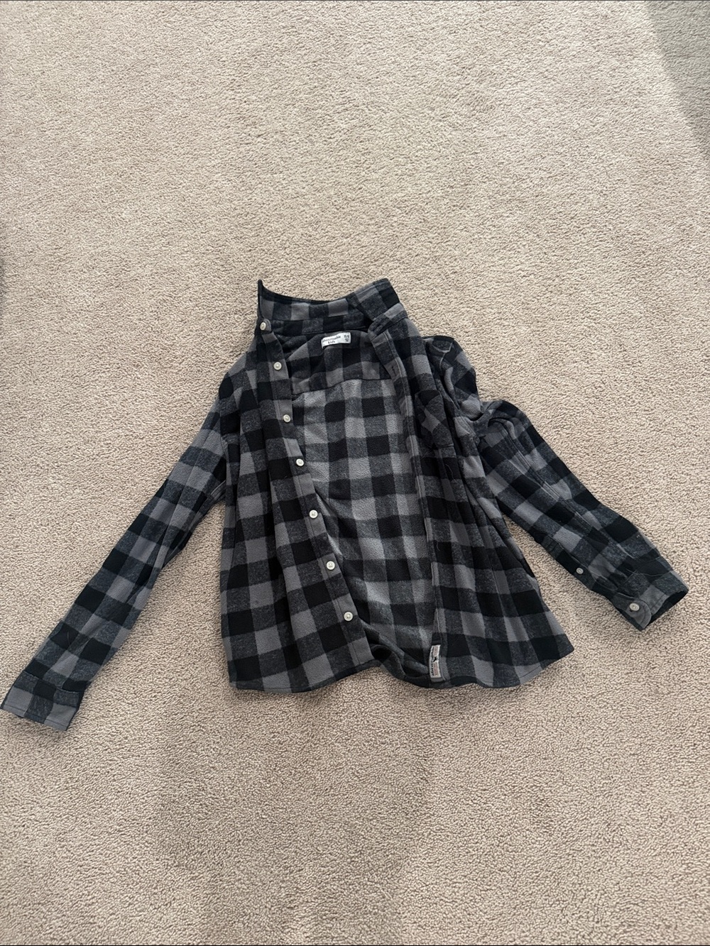abercrombie kids Black and Gray Plaid Button-Down Shirt